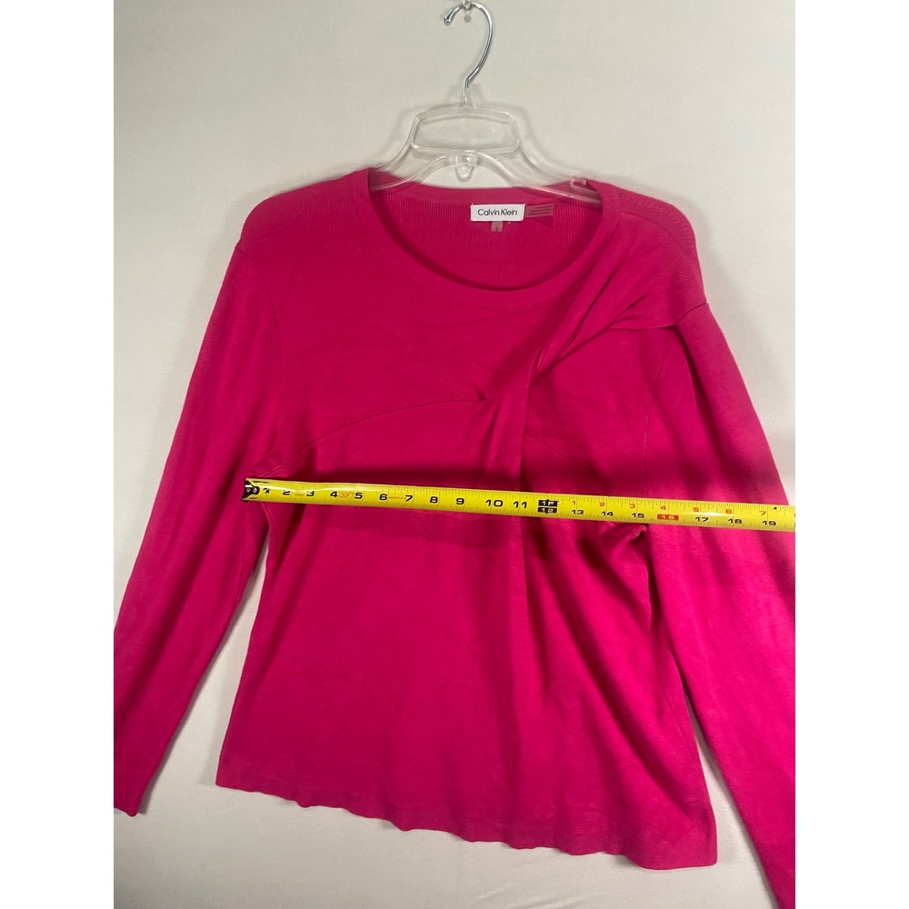 Calvin Klein Womens Hot Pink Twisted Front Long Sleeve Knit Top Size Large - Picture 4 of 7